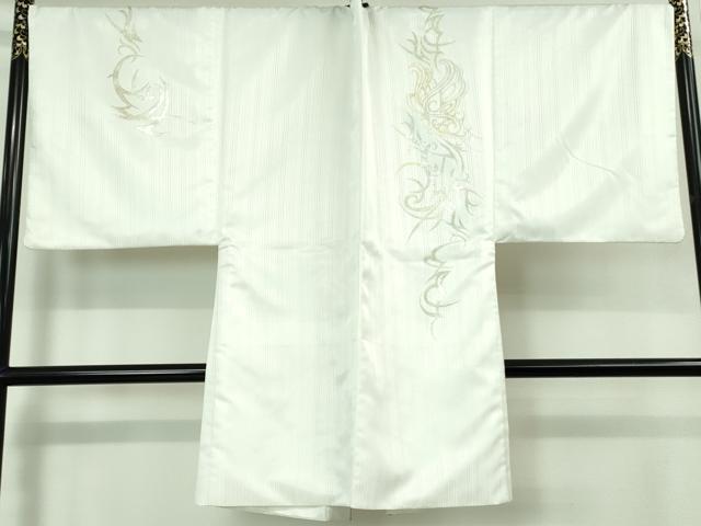 平和屋着物□極上 男性 長羽織 キングサイズ 銀彩 洗える着物 逸品