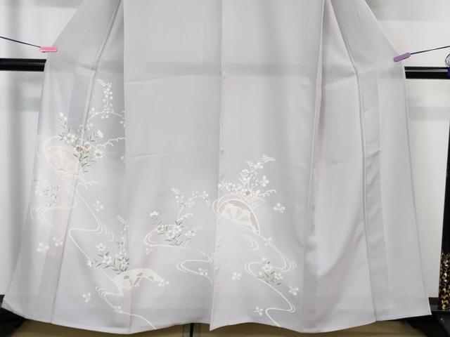平和屋着物■極上　夏物　訪問着　縦絽　片輪車花文　白藤色地　逸品　DZAA7628kh5_3
