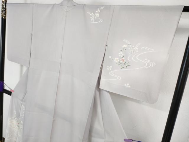 平和屋着物■極上　夏物　訪問着　縦絽　片輪車花文　白藤色地　逸品　DZAA7628kh5_2