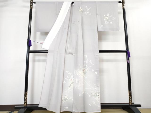 平和屋着物■極上　夏物　訪問着　縦絽　片輪車花文　白藤色地　逸品　DZAA7628kh5_1