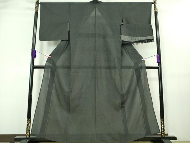 平和屋着物■極上　夏物　お召　夏ちぢみ　蚊絣　黒地　反端付き　逸品　DZAA7629kh5 平和屋着物□極上 夏物 お召 夏ちぢみ 蚊絣 黒地 反端付き 逸品