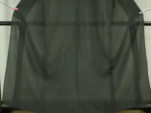 平和屋着物□極上 夏物 お召 夏ちぢみ 蚊絣 黒地 反端付き 逸品