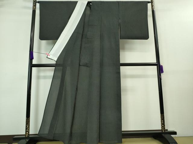 平和屋着物■極上　夏物　お召　夏ちぢみ　蚊絣　黒地　反端付き　逸品　DZAA7629kh5_2