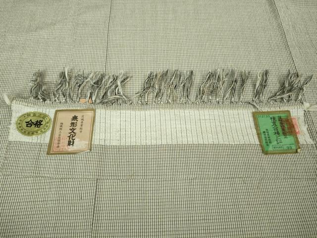 平和屋着物□極上 結城紬 単衣 格子 反端付き 逸品 DZAA7634kh5の通販