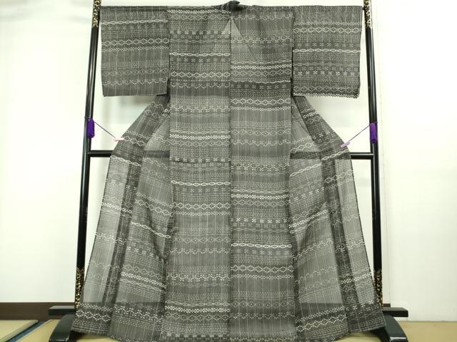 平和屋着物■極上　夏物　絹芭蕉　小紋　吉祥間道　黒地　逸品　DZAA7635kh5 平和屋着物□極上 夏物 絹芭蕉 小紋 吉祥間道 黒地 逸品 DZAA7635kh5