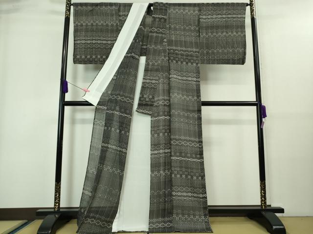 平和屋着物■極上　夏物　絹芭蕉　小紋　吉祥間道　黒地　逸品　DZAA7635kh5 平和屋着物□極上 夏物 絹芭蕉 小紋 吉祥間道 黒地 逸品 DZAA7635kh5