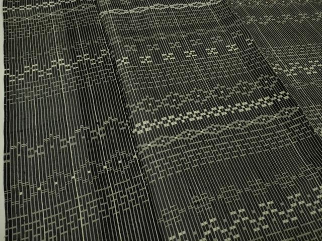 平和屋着物□極上 夏物 絹芭蕉 小紋 吉祥間道 黒地 逸品 DZAA7635kh5