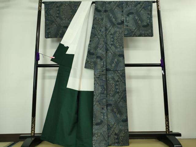 平和屋着物○本場大島紬 人物風景花文 正絹 逸品 未使用 AABA0257zg