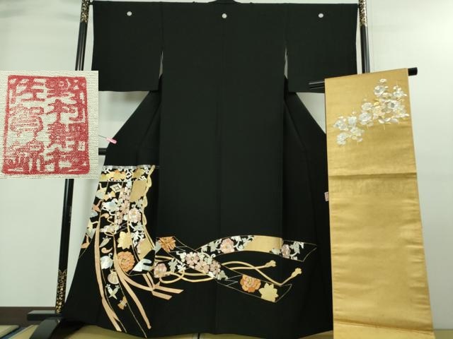 平和屋本店■希少　皇室献上作家　野村静枝　佐賀錦　黒留袖　宝尽くし　几帳　金銀糸　逸品　DZAA7667kh5