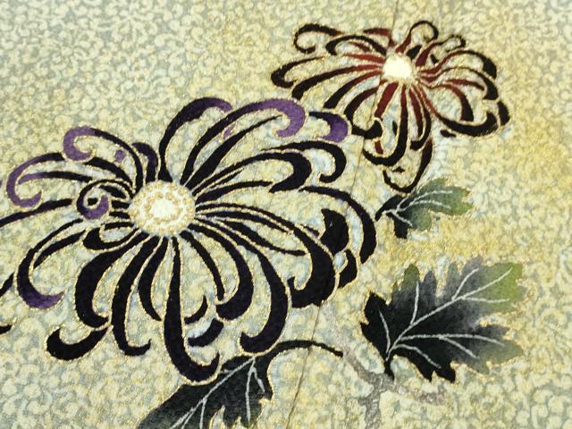 平和屋本店■極上　浦野理一　金彩友禅　訪問着　乱菊　鬼しぼ縮緬　暈し染め　金彩　逸品　DZAA7668kh5 平和屋本店□極上 浦野理一 金彩友禅 訪問着 乱菊 鬼しぼ縮緬