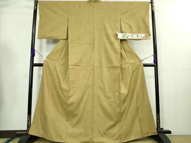 平和屋本店■極上　本場結城紬　重要無形文化財　奥順謹製　色無地　芥子色　証紙・鑑定証付き　逸品　DZAA7680kh5