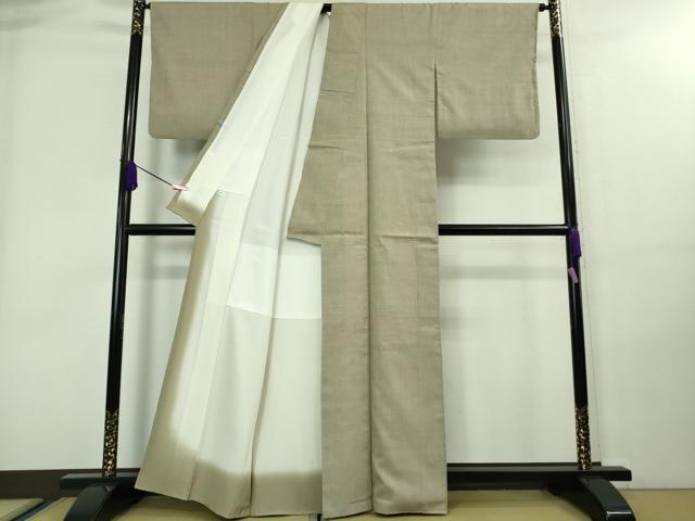 平和屋本店■極上　本場結城紬　重要無形文化財　奥順謹製　色無地　亜麻色　証紙付き　逸品　DZAA7681kh5_2