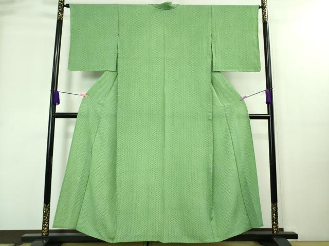 平和屋本店□極上 人間国宝 小宮康孝 江戸小紋 単衣 間道 緑色