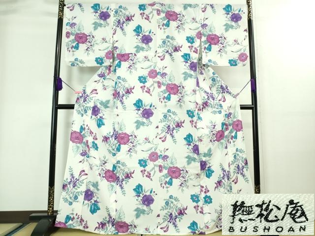 平和屋着物■極上　夏物　撫松庵　セオアルファ　小紋・浴衣兼用　紅梅織　朝顔　逸品　DZAA7689kh5