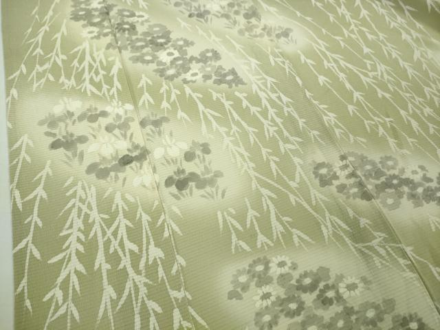 平和屋着物□極上 夏物 訪問着 絽縮緬 作家物 枝垂れ柳 草花文