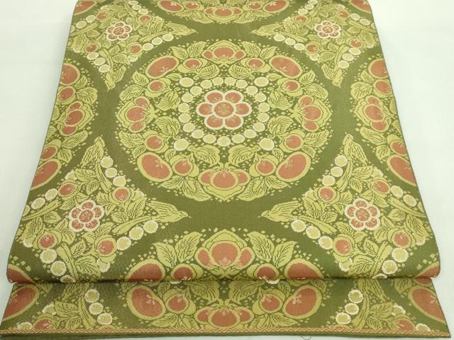 平和屋本店■極上　人間国宝　北村武資　経錦　六通柄袋帯　花丸紋　金糸　逸品　DZAA7700kh5