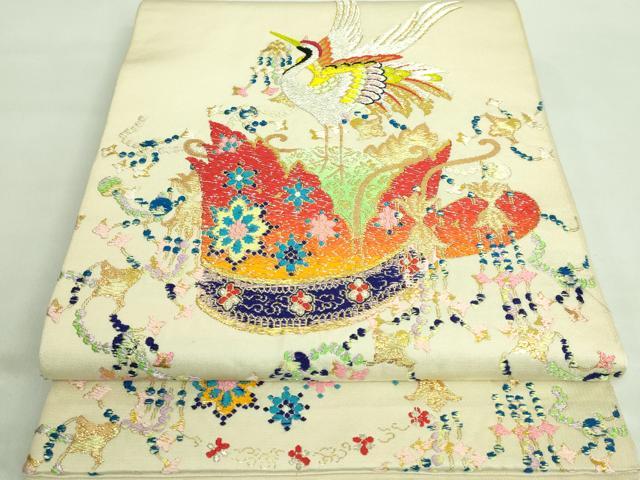 平和屋本店■最高級　龍村平蔵製　太鼓柄　本袋帯　唐織　千代の冠錦　金銀糸　逸品　DZAA7713kh5