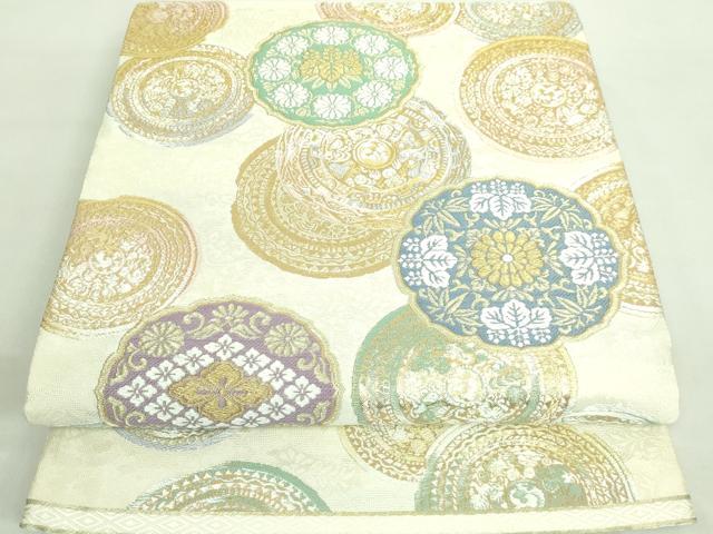 平和屋着物■極上　六通柄袋帯　唐織　三角縁神獣鏡三宮文　銘宝　金糸　逸品　DZAA7716kh5