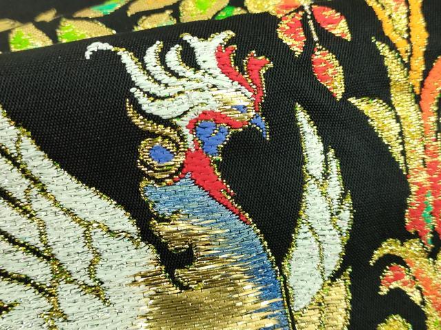 平和屋□極上 三代目 龍村光峯 本袋帯 白鳥の夢 黒地 逸品 s60050