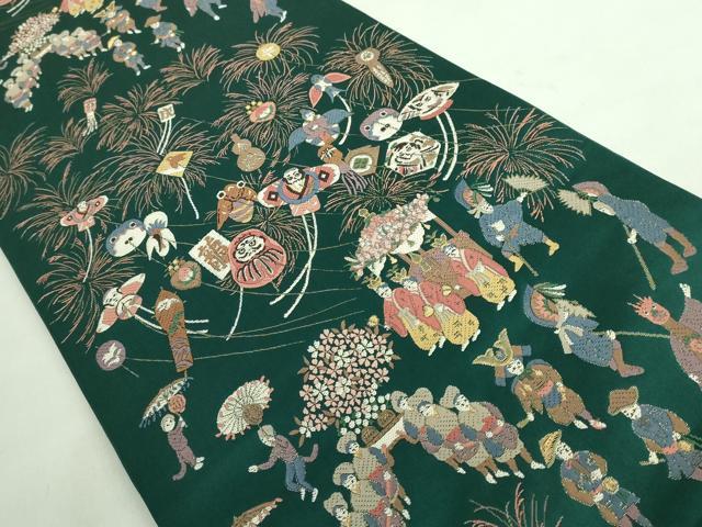 平和屋着物□極上 六通柄 本袋帯 日本の四季 祭り 凧揚げ