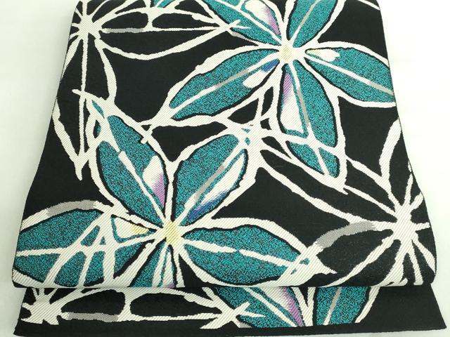 平和屋着物■極上　八寸名古屋帯　舞花文　黒地　逸品　DZAA7759kh5