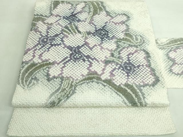 平和屋本店■極上　名門　藤娘きぬたや・総絞り　九寸名古屋帯　枝花文　逸品　DZAA7763kh5