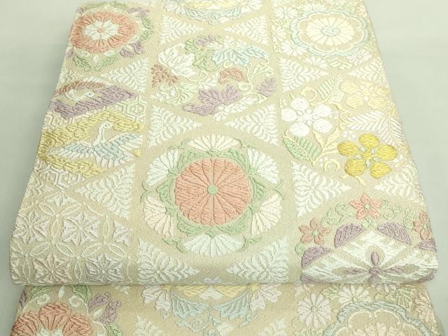 平和屋着物■極上　伝統工芸士　今江嘉久　六通柄袋帯　唐織　江州ダルマ糸　亀甲華文　金糸　逸品　DZAA7776kh5