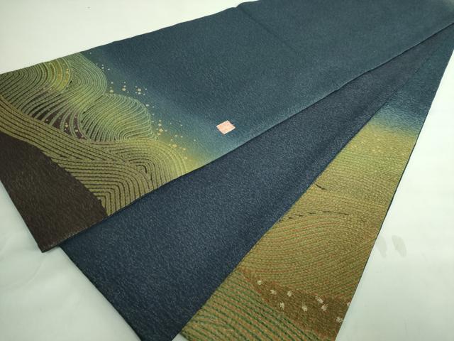 平和屋着物■極上　十日町　名門　滝泰謹製　太鼓柄袋帯　相良刺繍　箔散らし　おぼろ染　銀通し地　逸品　DZAA7786kh5 平和屋着物□極上 十日町 名門 滝泰謹製 太鼓柄袋帯 相良刺繍 箔