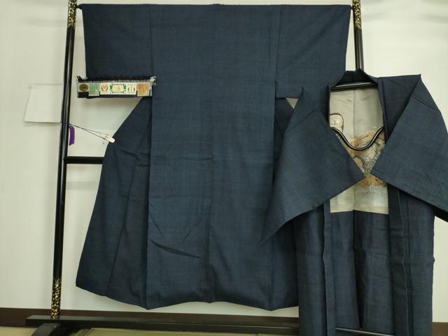 平和屋本店■極上　男性　本場結城紬　重要無形文化財　アンサンブル　長羽織　奥順謹製　100亀甲　総詰め　証紙付き　逸品　DZAA7802kh5