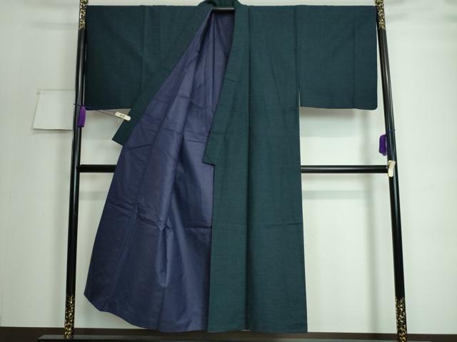 平和屋着物□極上 男性 紬 アンサンブル 長羽織(羽織紐付き)・長襦袢  