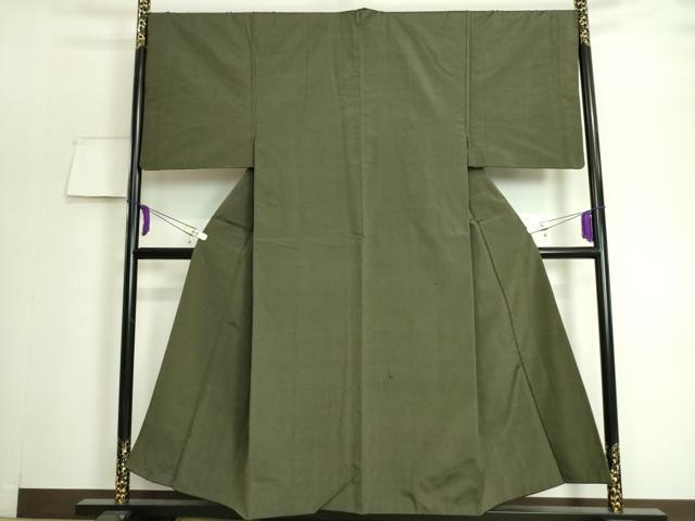 平和屋着物■極上　男性　紬　色無地　藍海松茶色　逸品　DZAA7807kh5