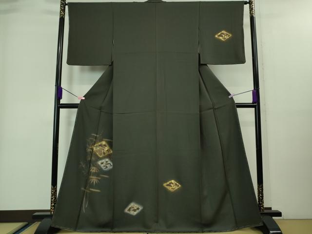 平和屋着物■極上　訪問着　松竹梅　立波に千鳥　千歳茶色地　反端付き　逸品　未使用　DZAA7812kh5