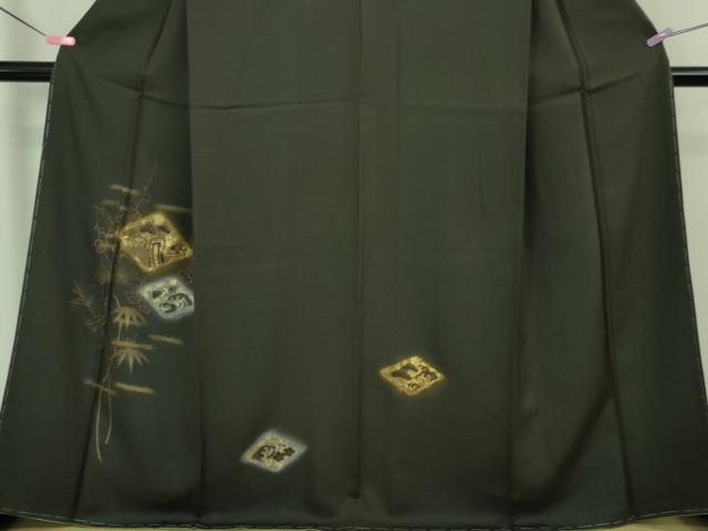 平和屋着物□極上 訪問着 松竹梅 立波に千鳥 千歳茶色地 反端