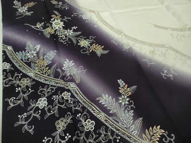 平和屋本店□極上 訪問着 花唐草文 暈し染め 金銀彩 逸品