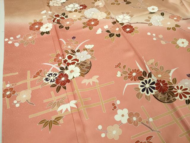 平和屋着物□極上 訪問着 駒刺繍 枝花文 暈し染め 金彩