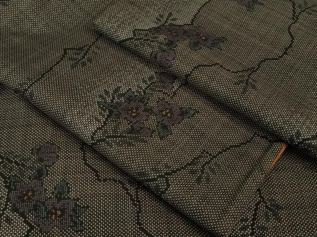 平和屋着物■極上　本場大島紬　7マルキ　草花文　逸品　DZAA7830kh5