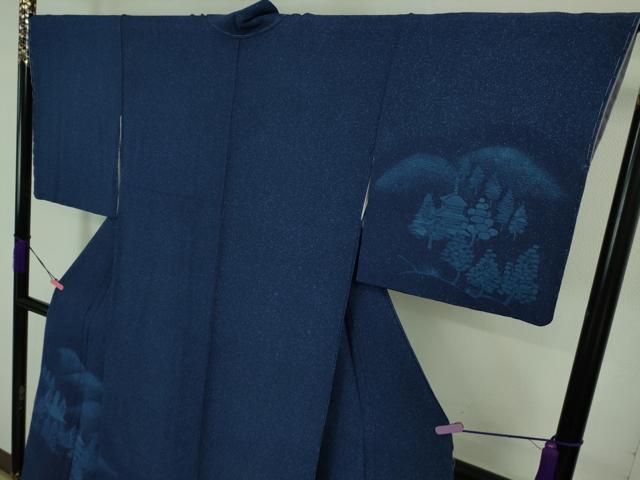 平和屋着物□極上 藍造り国選定無形文化財 藍師・佐藤昭