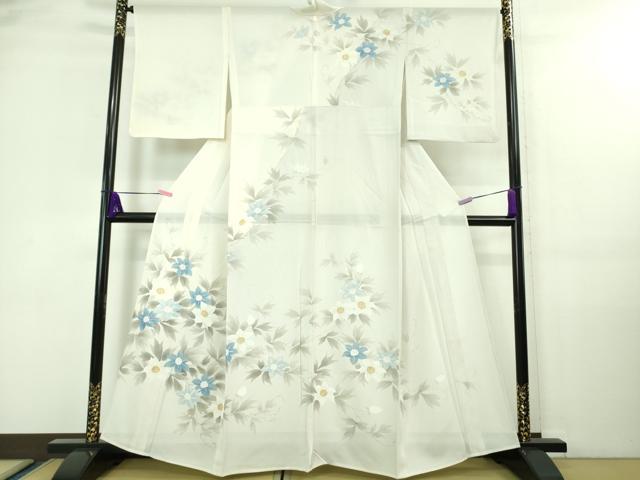 平和屋着物■極上　夏物　訪問着　絽　手描き　鉄線花　枝花文　逸品　DZAA7870kh5