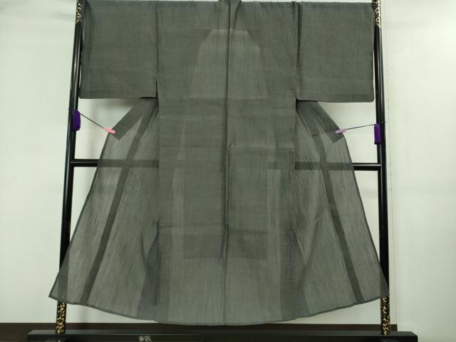 平和屋着物■極上　夏物　男性　本場小千谷ちぢみ　キングサイズ　麻　色無地　藍墨茶色　逸品　DZAA7872kh5