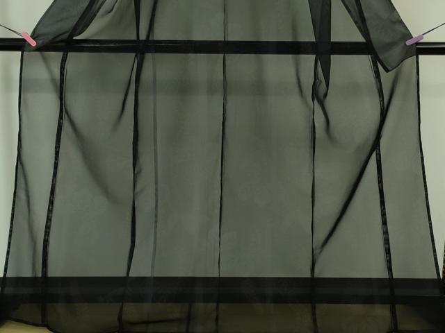 平和屋着物■極上　夏物　撫松庵　小紋　紗　笹竹花文　黒地　洗える着物　逸品　DZAA7873kh5 平和屋着物□極上 夏物 撫松庵 小紋 紗 笹竹花文 黒地 洗える着物