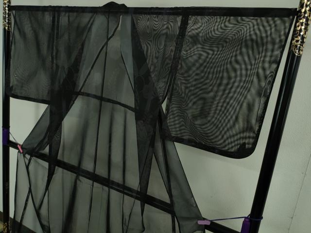 平和屋着物■極上　夏物　撫松庵　小紋　紗　笹竹花文　黒地　洗える着物　逸品　DZAA7873kh5 平和屋着物□極上 夏物 撫松庵 小紋 紗 笹竹花文 黒地 洗える着物
