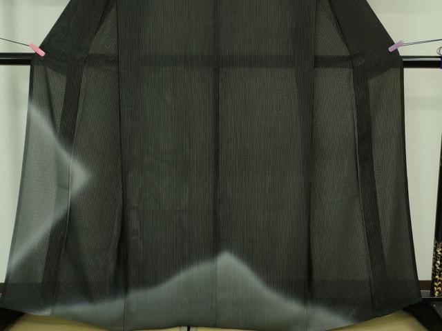 平和屋着物■極上　訪問着　無双　紗袷　紗×絽　縞　暈し染め　黒地　やまと誂製　逸品　DZAA7875kh5 平和屋着物□極上 訪問着 無双 紗袷 紗×絽 縞 暈し