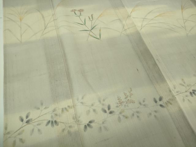 平和屋着物□極上 夏物 絹芭蕉 訪問着 手描き すすき 枝花文 暈