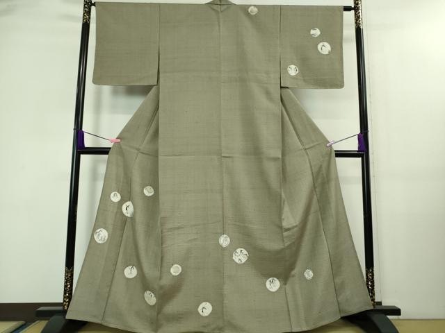 平和屋着物■極上　訪問着　単衣　紬地　手描き　ゴルフ　河童　カッパ　兎　鹿　灰汁色地　逸品　未使用　DZAA7879kh5