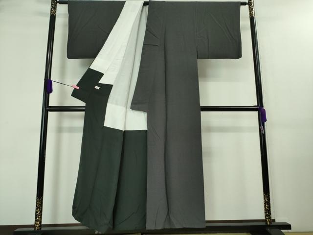 平和屋着物□極上 伝統工芸士 田島敏之 小紋 市松 黒地 逸品