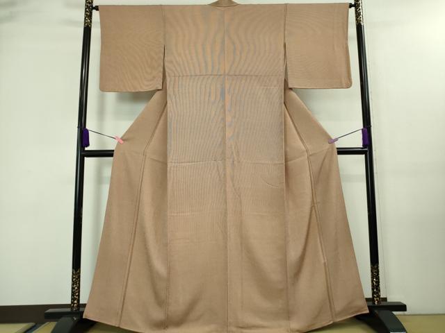 平和屋着物■極上　江戸小紋　万筋　紅樺色×遠州茶色　鬼しぼ縮緬　逸品　DZAA7910kh5 平和屋着物□極上 江戸小紋 万筋 紅樺色×遠州茶色 鬼しぼ