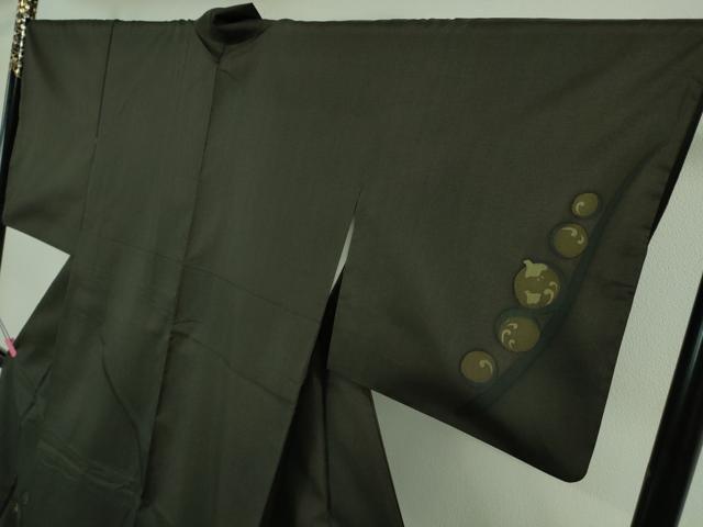 平和屋着物□極上 本場縞大島紬 訪問着 縞格子 立波に千鳥 上村