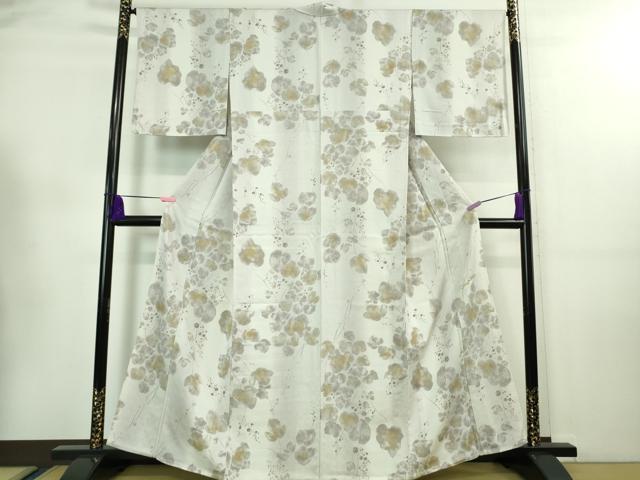 平和屋着物▽極上　小紋　単衣　お召地　南天蔦の葉　金彩　逸品　未使用　DZAA7941kh5_1