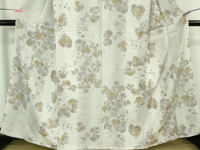 平和屋着物▽極上　小紋　単衣　お召地　南天蔦の葉　金彩　逸品　未使用　DZAA7941kh5_4