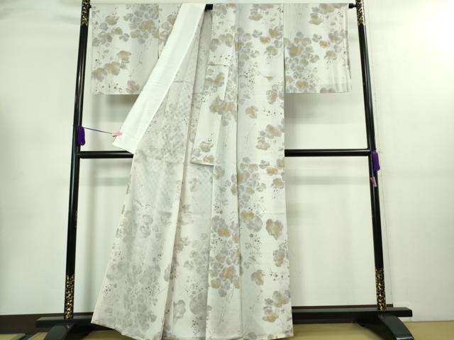 平和屋着物▽極上　小紋　単衣　お召地　南天蔦の葉　金彩　逸品　未使用　DZAA7941kh5_2